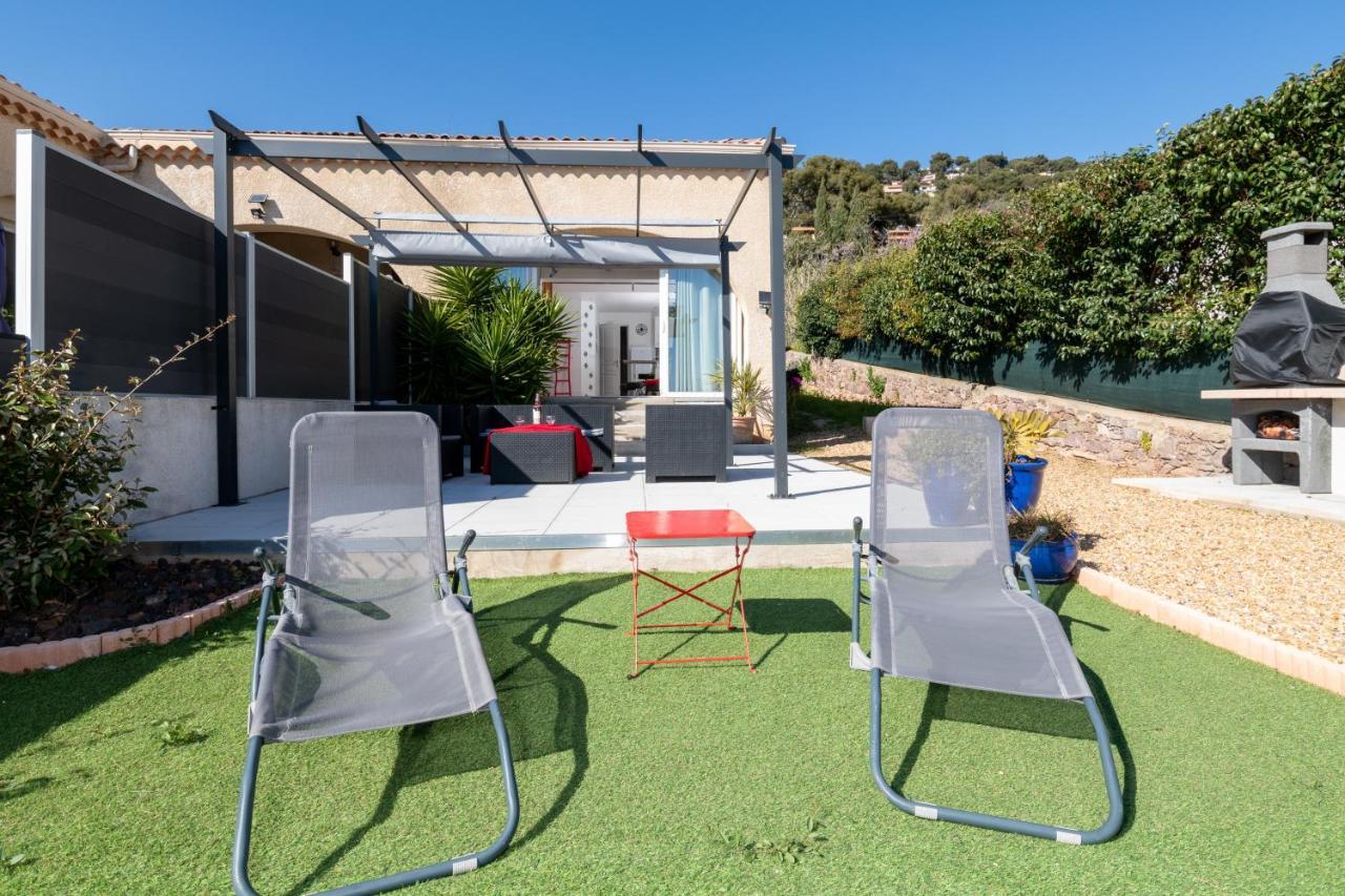 Face A La Mer Superbe Villa Terrasse Barbecue Le Pradet Carqueiranne Eksteriør bilde